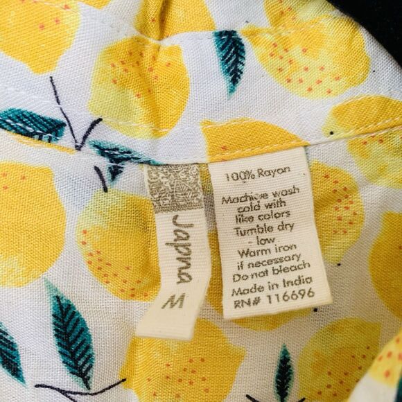 Japna Top Women M Lemon Yellow Sleeveless Button Up Tie Front Whimsy Preppy Boho - Picture 4 of 6